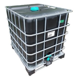 IBC Container 1000 Liter Trinkwasser SCHWARZ auf einer verzinkten Metallpalette