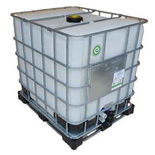 IBC Faserplast Container 1000 l mit laufender UN Zulassung, industriell gereinigt auf Stahl-Komposit-Palette