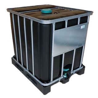 IBC Container 1000l für Trinkwasser mit UV Schutz 1000 Liter NEU (neue SCHWARZE Blase) auf Kunststoff- Palette