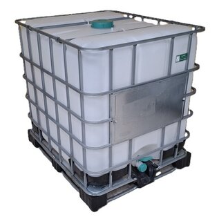 IBC Faserplast & Mauser 1000 Liter NEU (neue Blase) auf Stahl-Kunststoff-Palette für Lebensmittel