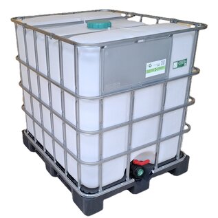 IBC weiss transparent für Lebensmittel komplett NEU 1000 Liter auf Kunststoff-Palette