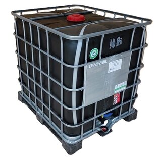 2x IBC REKO Schütz MX 1000l SCHWARZ mit UN-Zulassung auf Stahl-Kunststoff-Palette