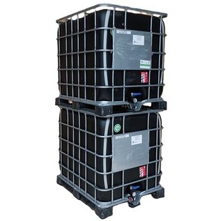 2x IBC REKO Schütz MX 1000l SCHWARZ mit UN-Zulassung auf Stahl-Kunststoff-Palette