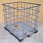 IBC Brennholz Gitterbox weitmaschig auf PE-Palette mit Metallboden