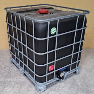 SCHWARZE Regenwassertonne 1000-Liter mit 3-Zoll auf Stahlpalette mit Algenschutz