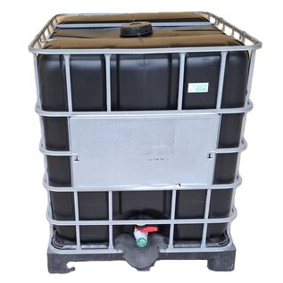 IBC Wassertank für Lebensmittel mit UV Schutz 1000 Liter NEU (mit neuer SCHWARZER Blase) auf Kunststoff-Palette