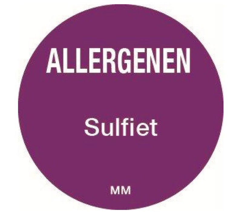Allergie sulfiet sticker rond 25 mm 1000/rol