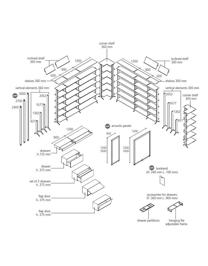 Alias Alias Aline modulaire boekenkast 92,7 cm hoog