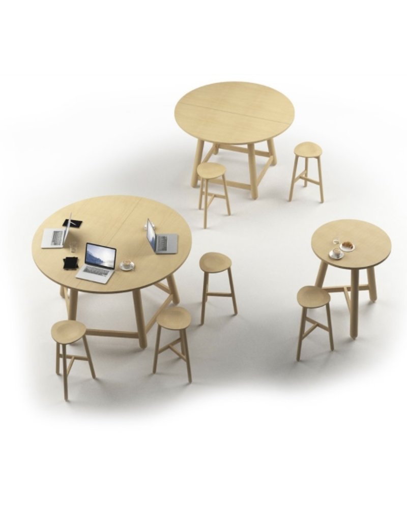 DUM DUM Beech connect100 hoge ronde vergadertafel