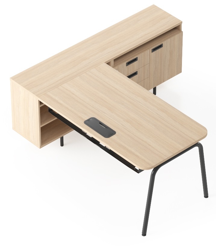 Narbutas Round bureau met vast dressoir - Design Online Meubels