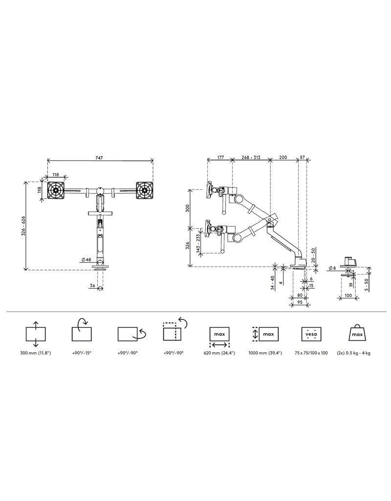 Dataflex Dataflex Viewgo pro monitorarm dubbel