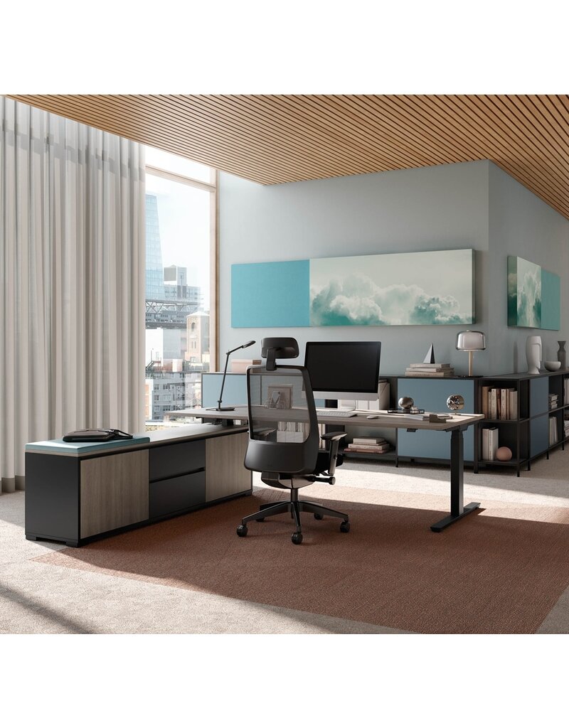 Palmberg Palmberg  Crew T zit-sta bureau met vast dressoir