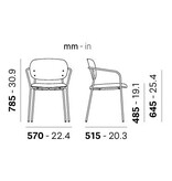 Pedrali Pedrali Jazz houten rugleuning met stoffenzitting en armleuningen