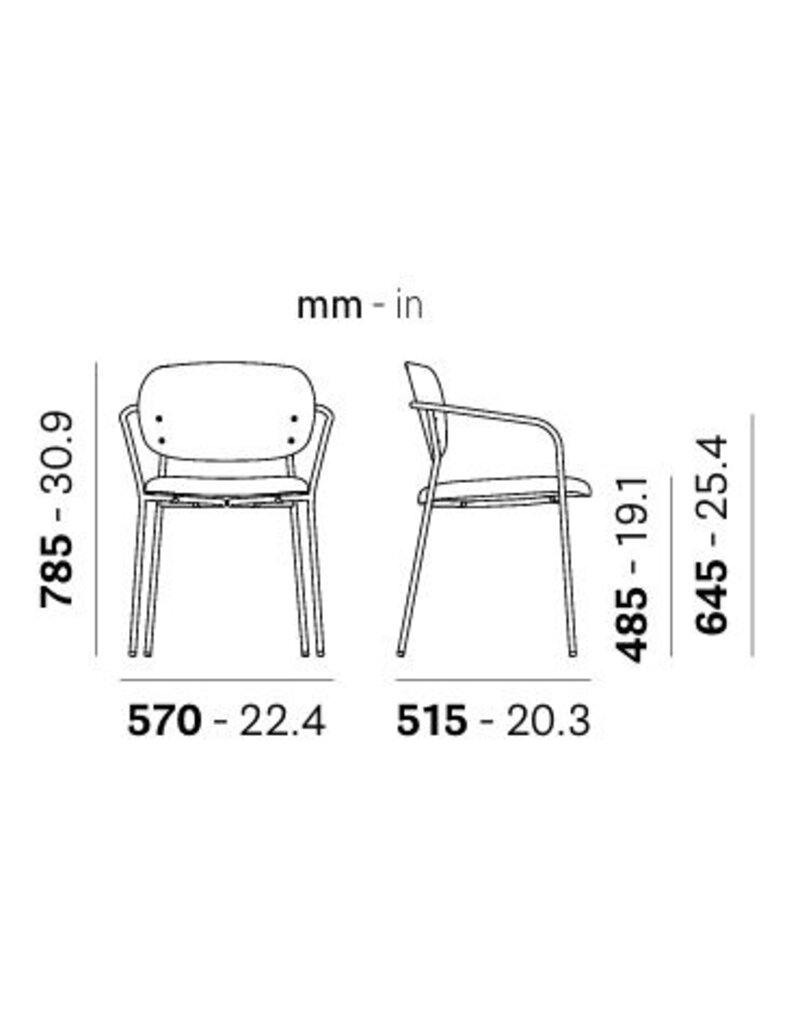 Pedrali Pedrali Jazz houten rugleuning met stoffenzitting en armleuningen