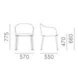 Pedrali Pedrali Laja 2 gestoffeerde fauteuil met houten poten