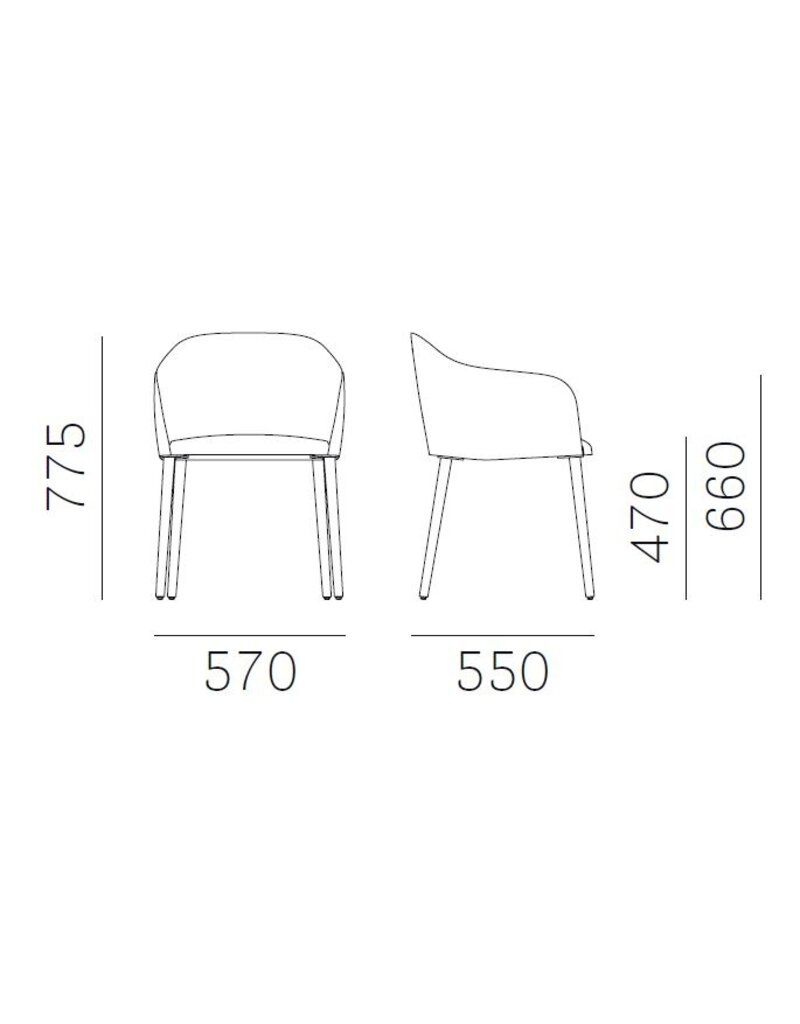 Pedrali Pedrali Laja 2 gestoffeerde fauteuil met houten poten