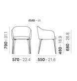 Pedrali Pedrali Laja 2 gestoffeerde fauteuil met aluminium poten