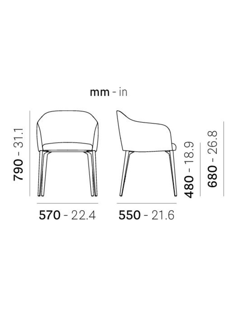 Pedrali Pedrali Laja 2 gestoffeerde fauteuil met aluminium poten
