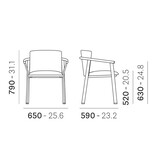 Pedrali Pedrali Lamorisse stoel met omhullend kussen en aluminium frame