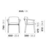 Pedrali Pedrali Lamorisse stoel met omhullend kussen en houten frame