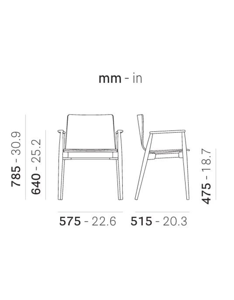 Pedrali Pedrali Malmö stoel met armleuningen en gestoffeerde zitting