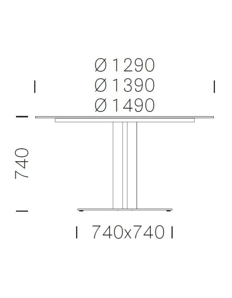 Pedrali Pedrali Inox ronde tafel met vierkante voet