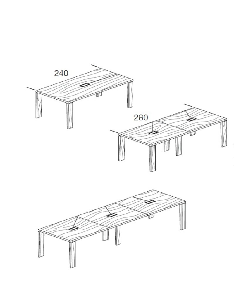Bralco Bralco Sile 4 vergadertafel met kabeldoorvoer