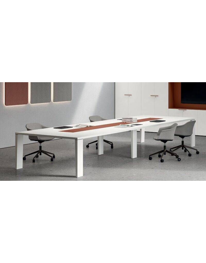 Bralco Bralco Sile 4 design vergadertafel met kleur inleg van leer of hout