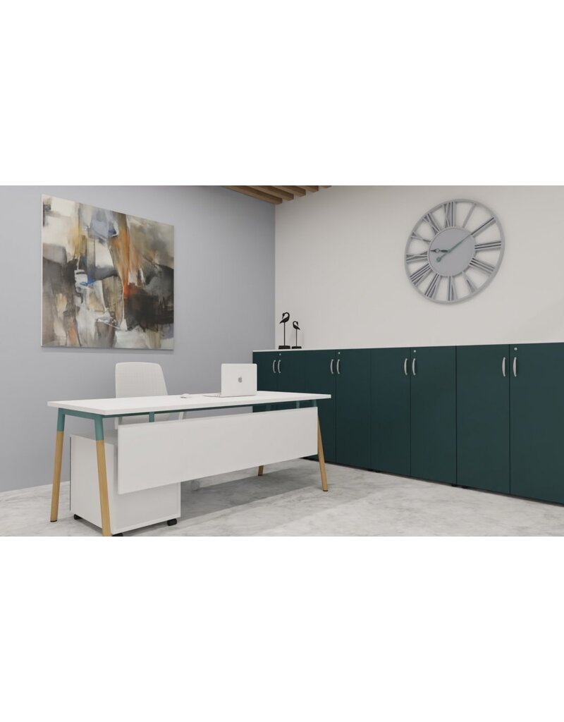 Maro Maro Op-Lite II O bureau met ronde houten poten