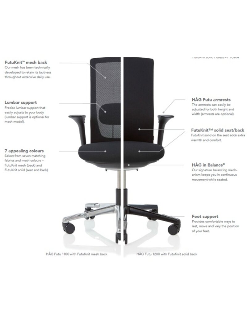 HÅG HAG Futu bureaustoel, optioneel met armleuningen