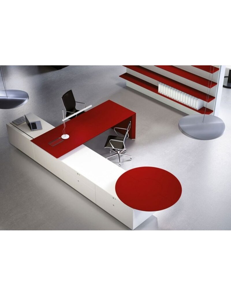 Fantoni Fantoni Multipliceo leren bureau met vast ladeblok