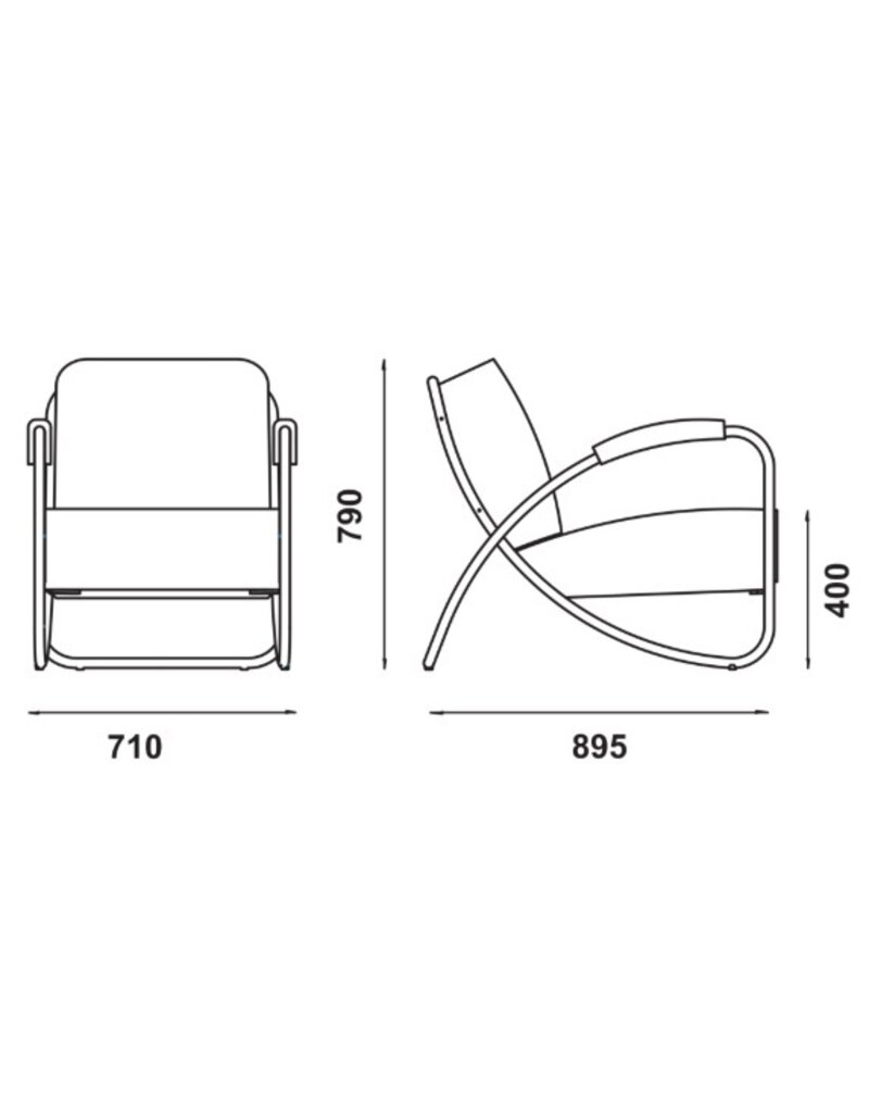 Adico Adico 298 Fauteuil in eco-leer, metalen buizen frame