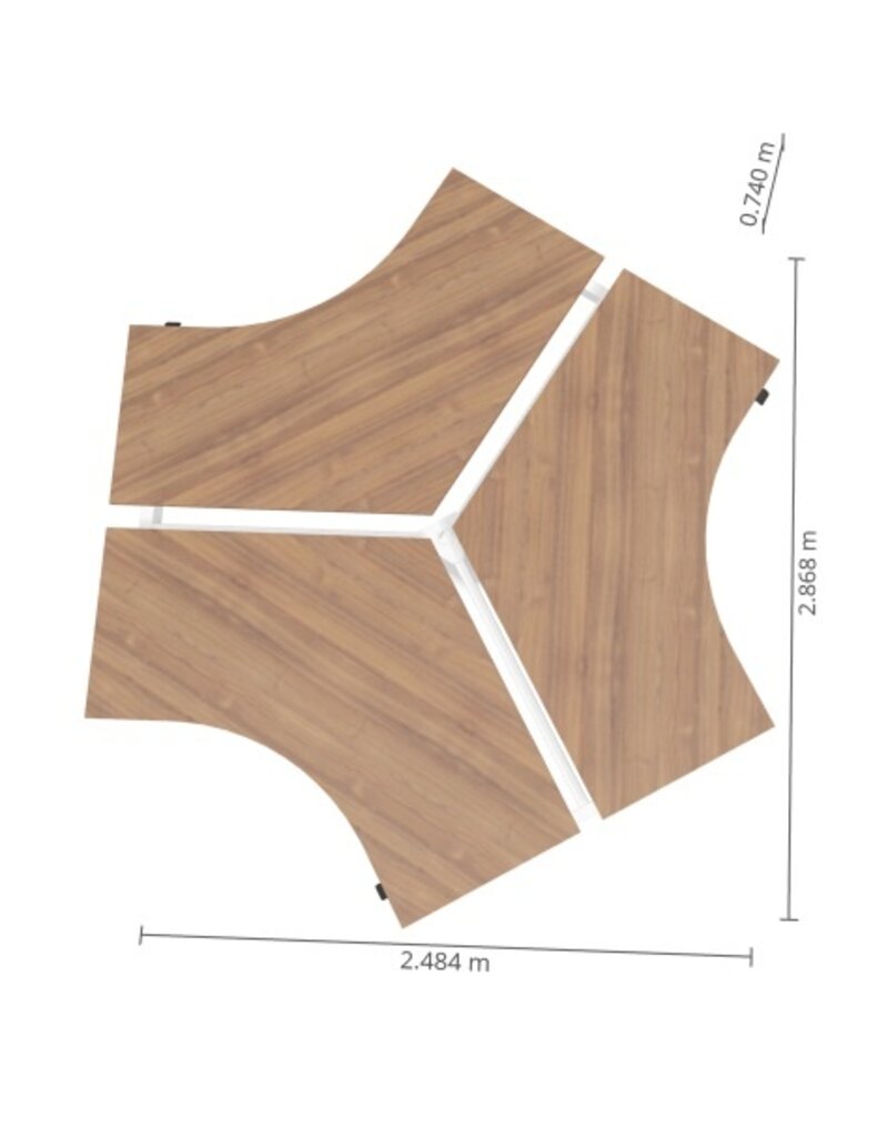 Voortman kantoormeubelen Voortman Hi-Tee zit-sta  3 persoons bureau