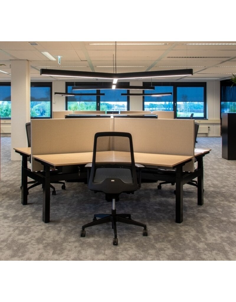 Voortman kantoormeubelen Voortman Hi-Tee zit-sta  3 persoons werkplek met zijwangen