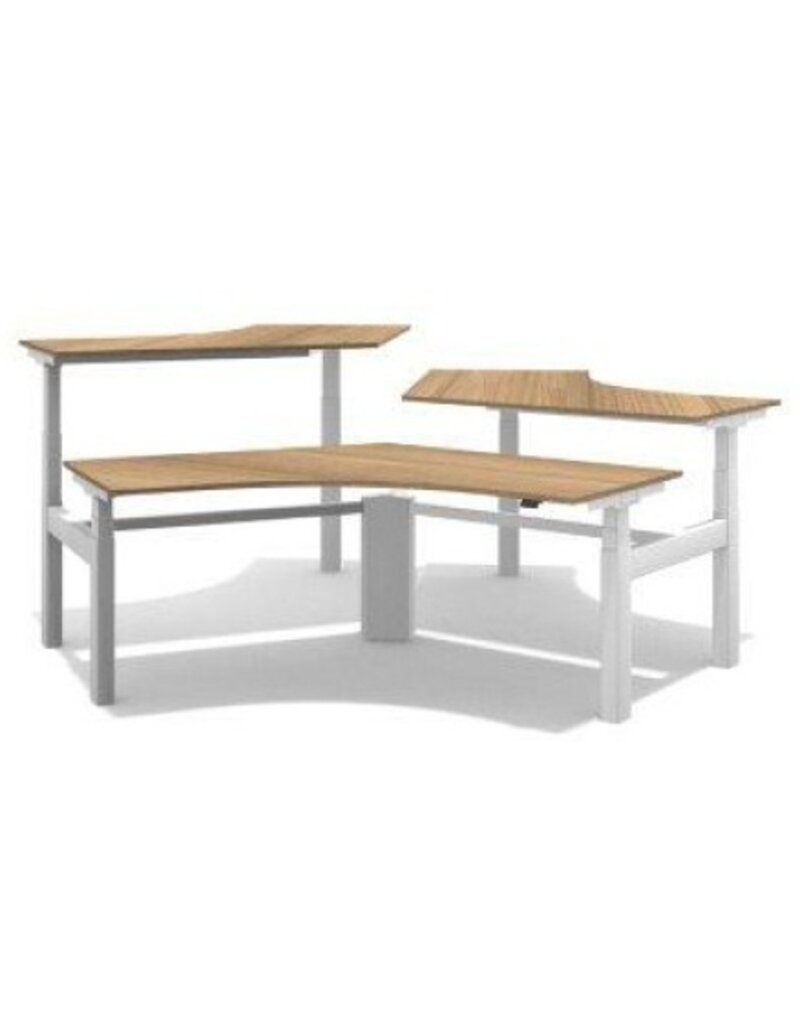 Voortman kantoormeubelen Voortman Hi-Tee zit-sta  3 persoons werkplek met zijwangen