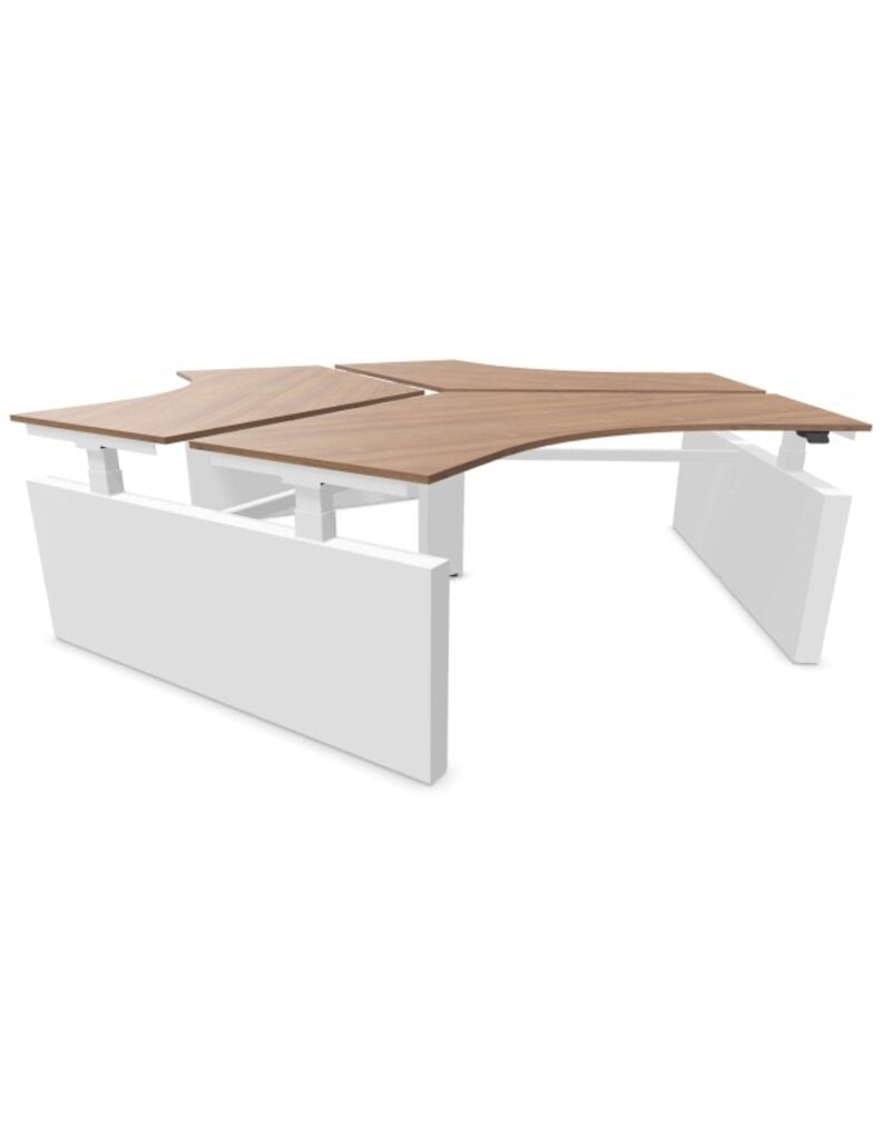 Voortman kantoormeubelen Voortman Hi-Tee zit-sta  3 persoons werkplek met zijwangen