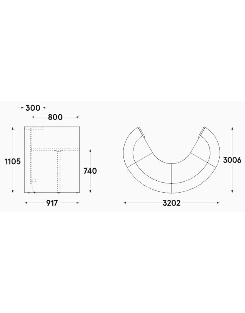 MDD MDD Valde gebogen modulaire receptiebalies / ontvangstbalies