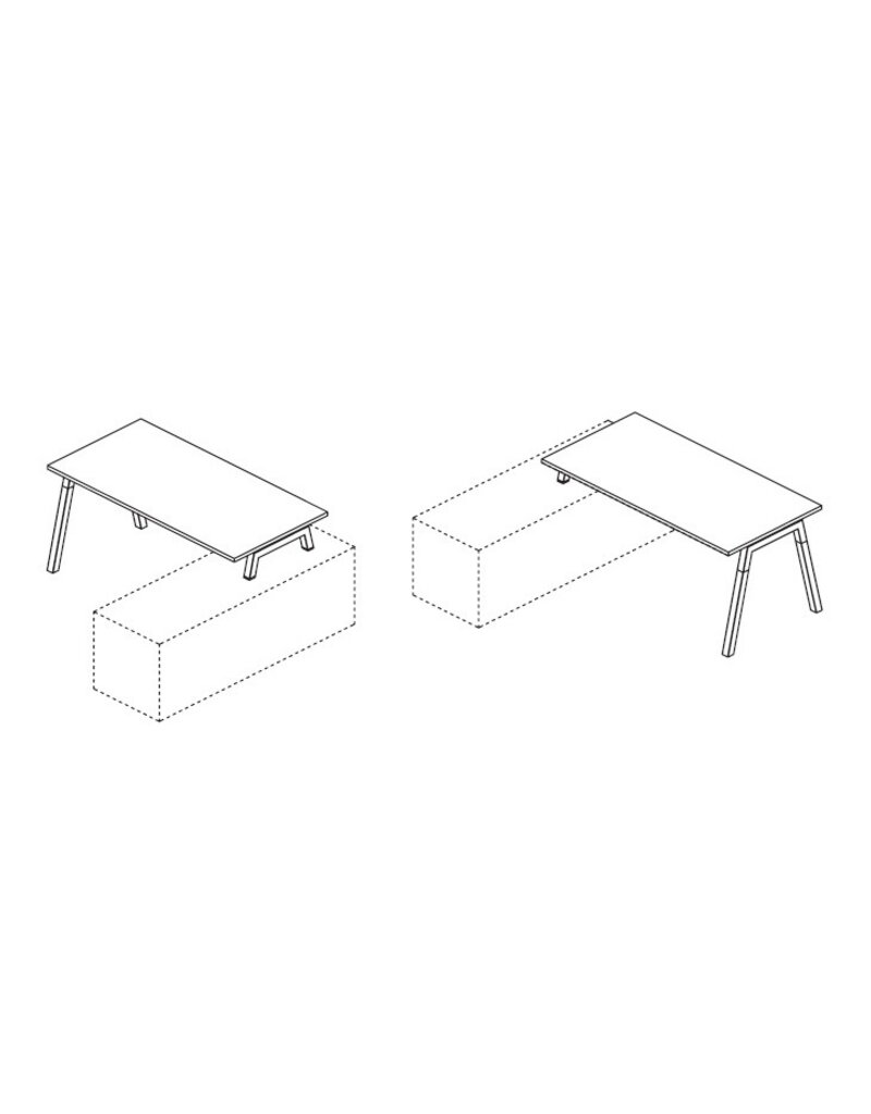 Bralco Bralco Polare modulair bureau met dressoir links- of rechtszijdig in veel kleuren leverbaar