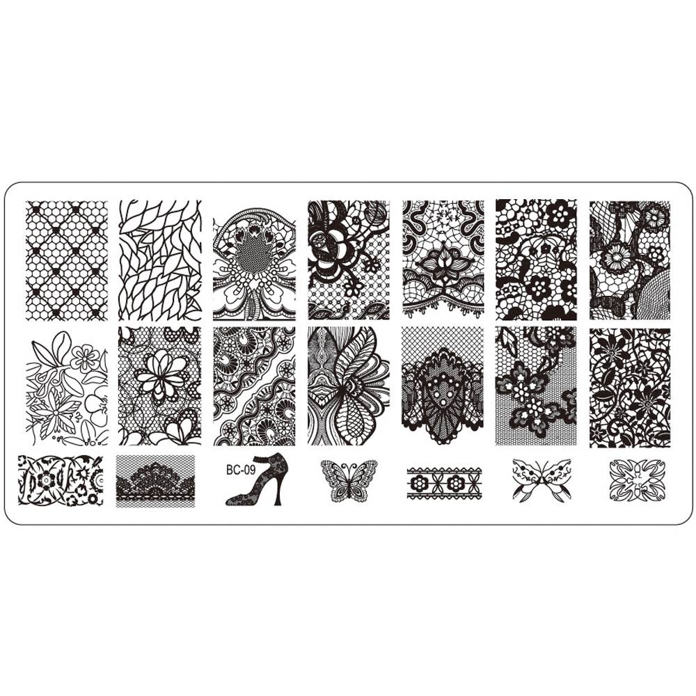 1 Stkssexy Kant Nail Art Stempel Stempelen Afbeelding Platen 6 12 Cm Rvs Nail Template Stencil Beauty Tools Labc09 Stz