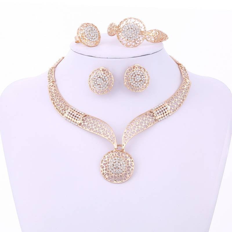 Nieuw Vrouwen Delicate Goud Bruids Sieraden Sets Strass Hanger Kraag MA-91