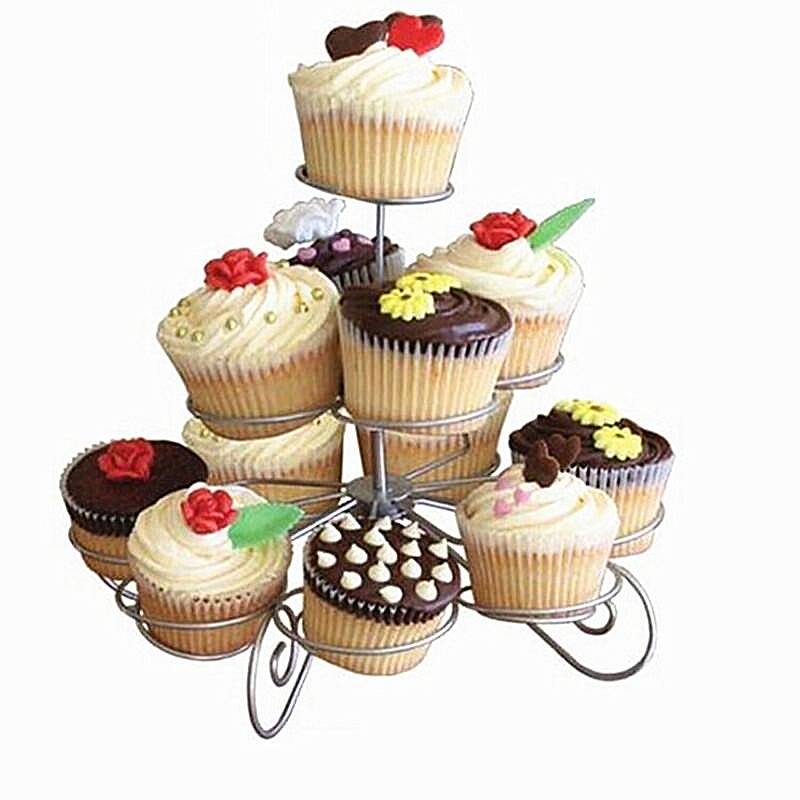 vacuüm viering Aanvankelijk 3 Tier Draad Cupcake Stand Muffin Houder Toren Cakes Decorating Supplies  Versierd Cuocakes Bakken Keuken Party Gereedschap WULEKUE