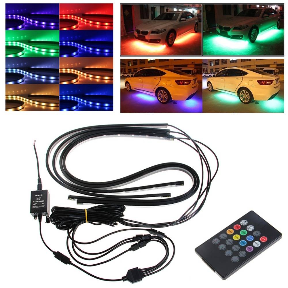 conservatief Blanco Tol RGB LED Strip Onder Auto Buis Underbody Underglow Glow System Neon Light  Remote Auto-styling <br /> YAM