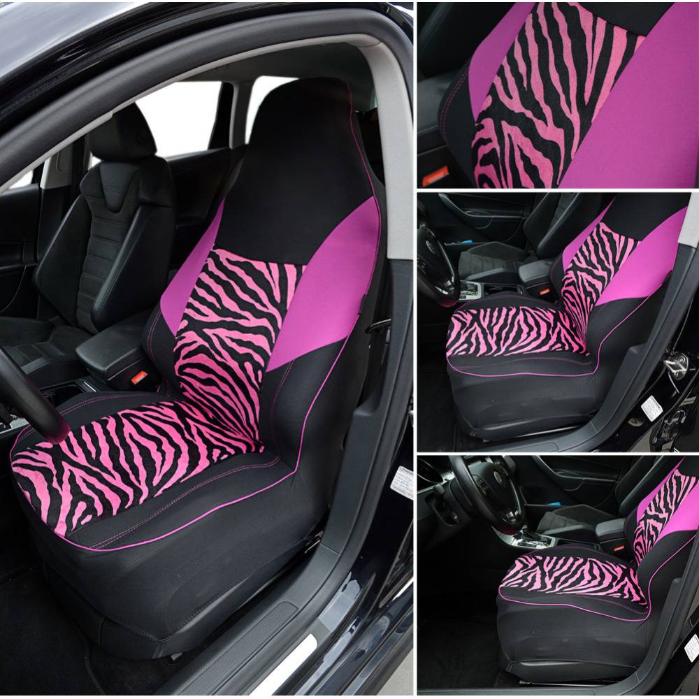 Uiterlijk Zonder Paard Front Auto Bekleding Universele Fit voor Meest Emmer Seat Zebraprint Auto-Styling  Roze Auto Accessoires 1 ST <br /> AUTOYOUTH
