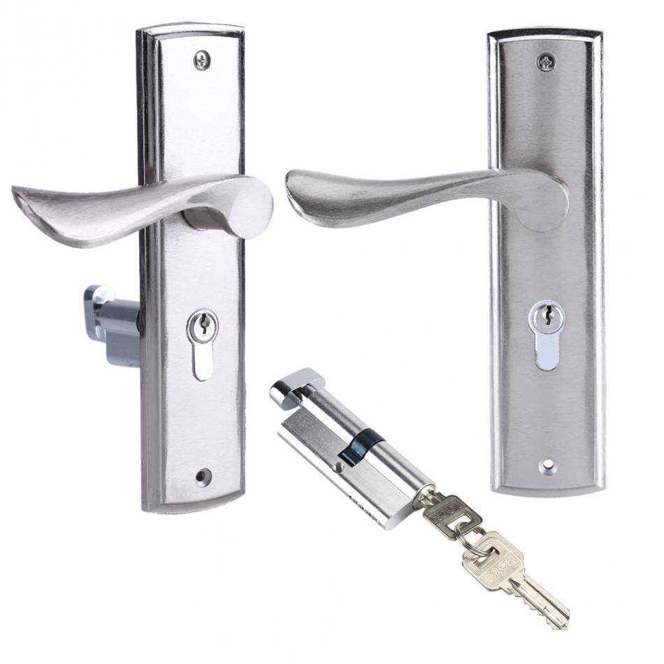 Duurzaam Deurklink Slot Cilinder Front Back Hendel Klink Home Security met  Sleutels Zilveren Aluminium Deurslot Set Veilig <br /> <br /> WALFRONT
