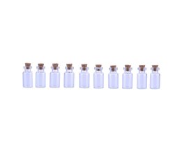 10 Stks/set Leuke Mini Helder Kurk Glazen Flessen Flesjes Potjes Containers Kleine Wens Fles Woondecoratie
