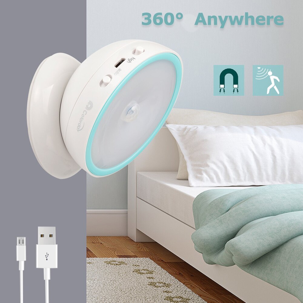 Aanpassingsvermogen opvolger Kameel Oplaadbare USB LED Motion Sensor Nachtlampje 360 Roterende Wc WC Keuken  Slaapkamer Kast Muur Draagbare Leestafel Lamp