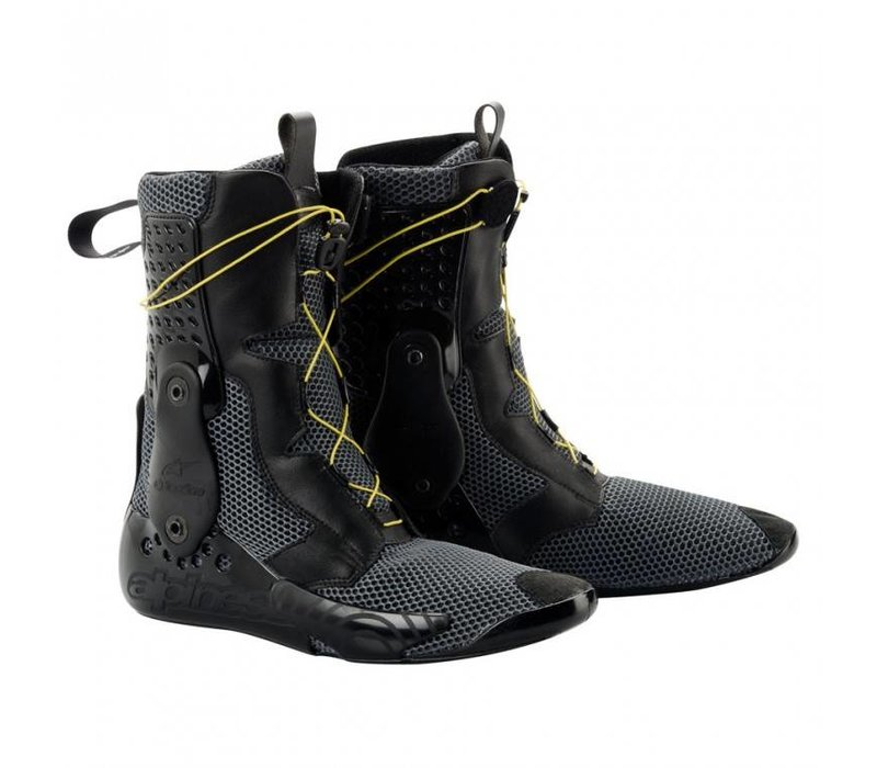 black and yellow motorcycle boots