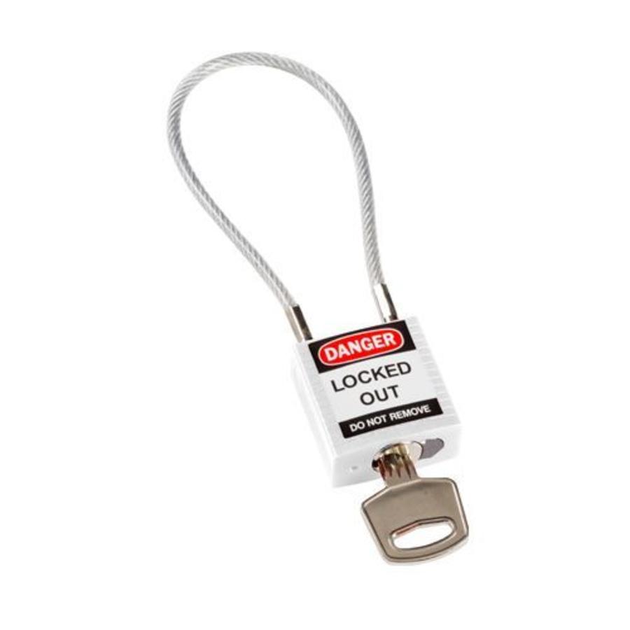 Nylon safety padlock white with cable 195939