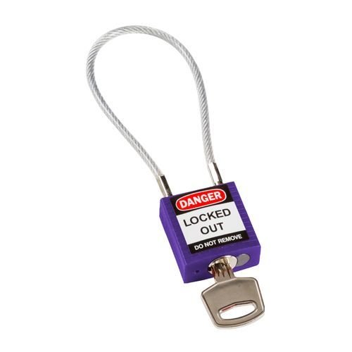 Nylon safety padlock purple with cable 195938 