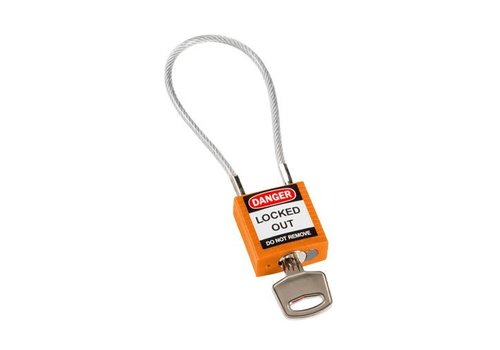 Nylon safety padlock orange with cable 195937 
